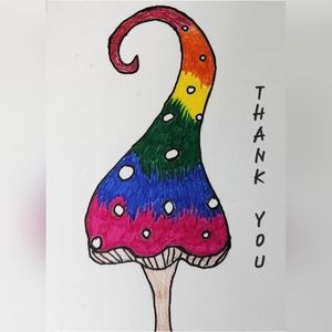 Hand Crafted Rainbow Toadstool Thank You 50 Count Business Cards